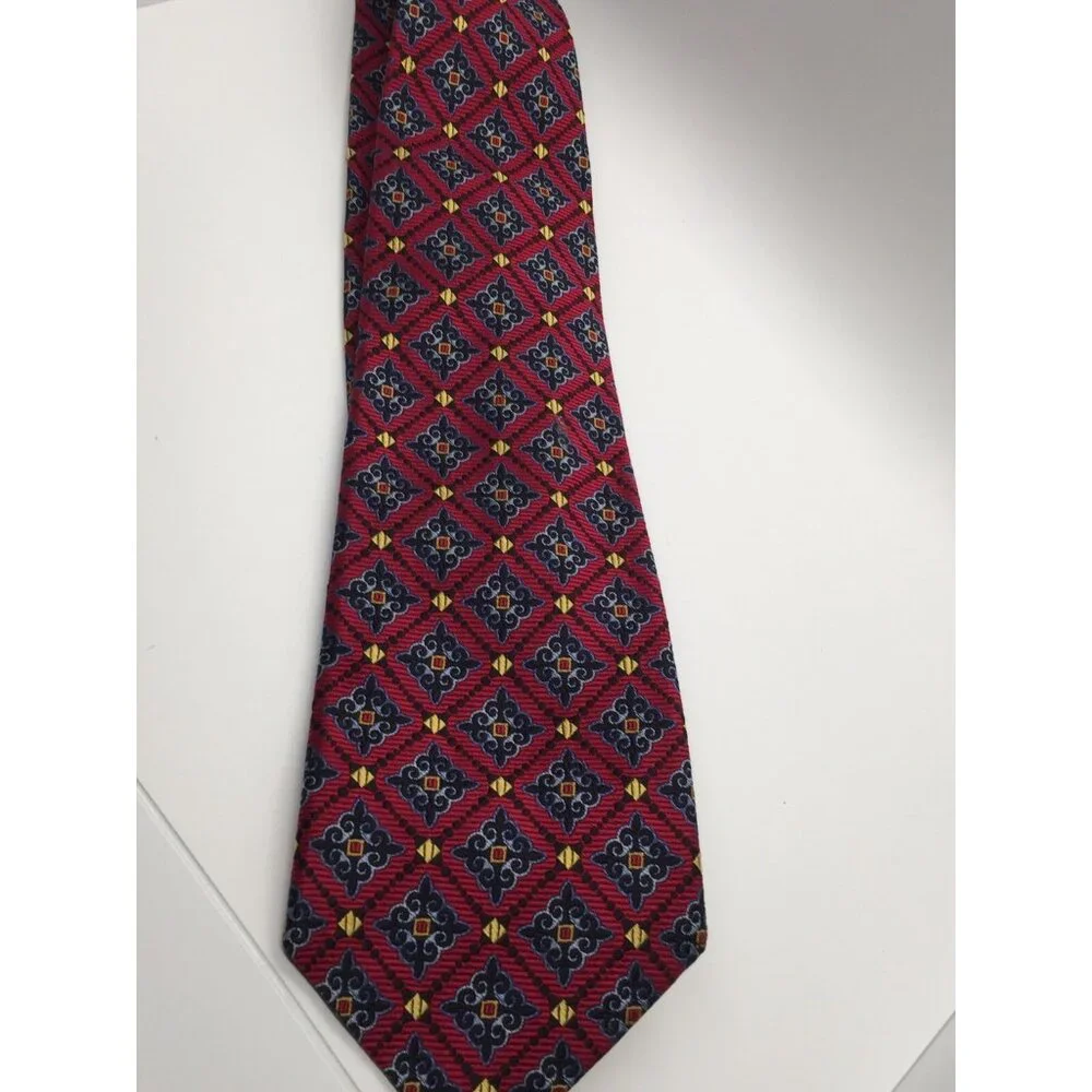 Robert Talbott Best of Class for Nordstrom 100% Silk Tie Red Blue Gold 58” x 4” - Picture 10 of 14